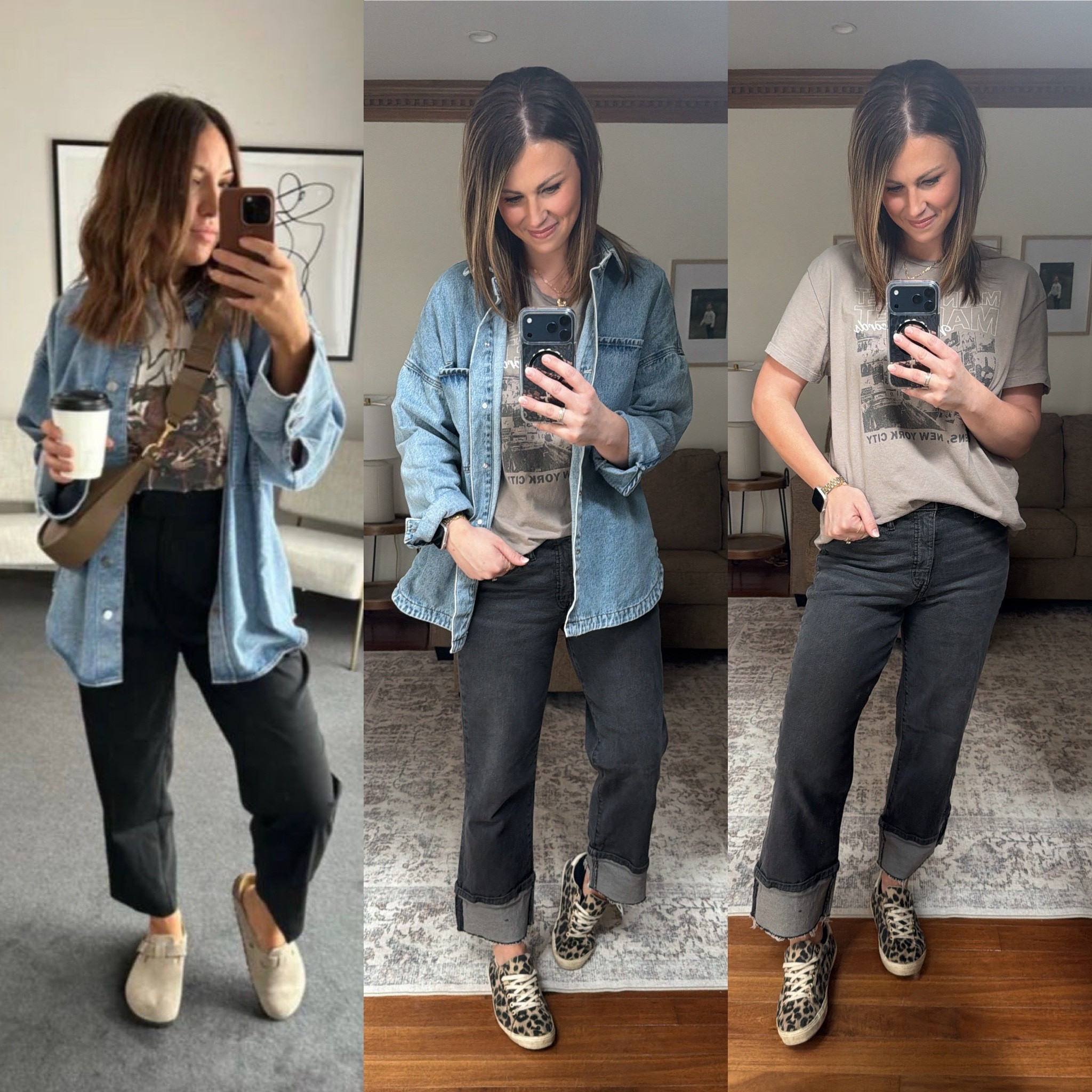 Pinterest inspo on the left and my creation on the right. Items I can link are linked! 

#LTKMidsize #LTKootd