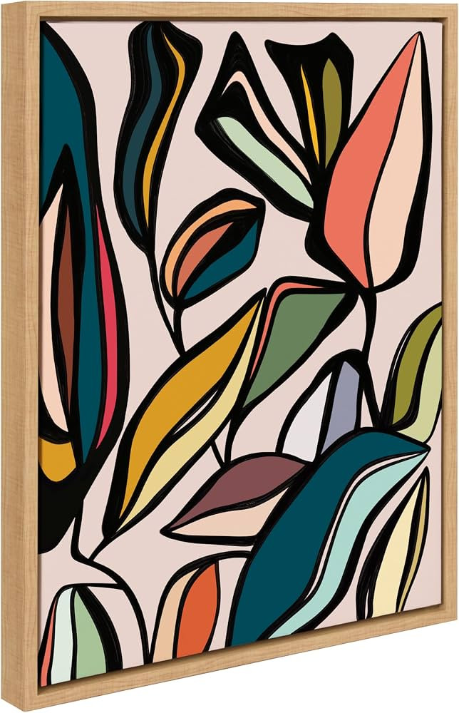 Kate and Laurel Sylvie Fanciful Ficus Framed Canvas Wall Art by Alicia Bock, 18x24 Natural, Color... | Amazon (US)
