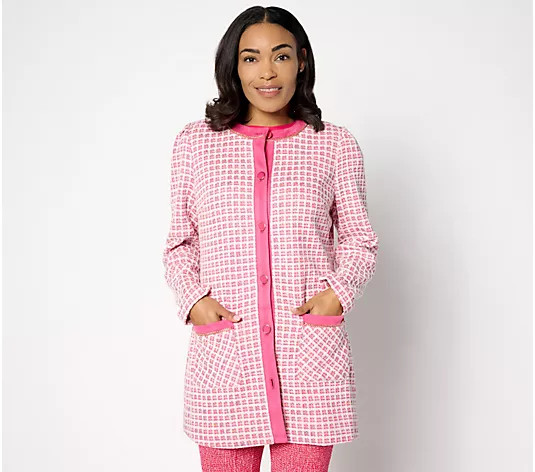 Isaac Mizrahi Live! Regular Chenille Yarn Knit Tweed Long Jacket - QVC.com | QVC
