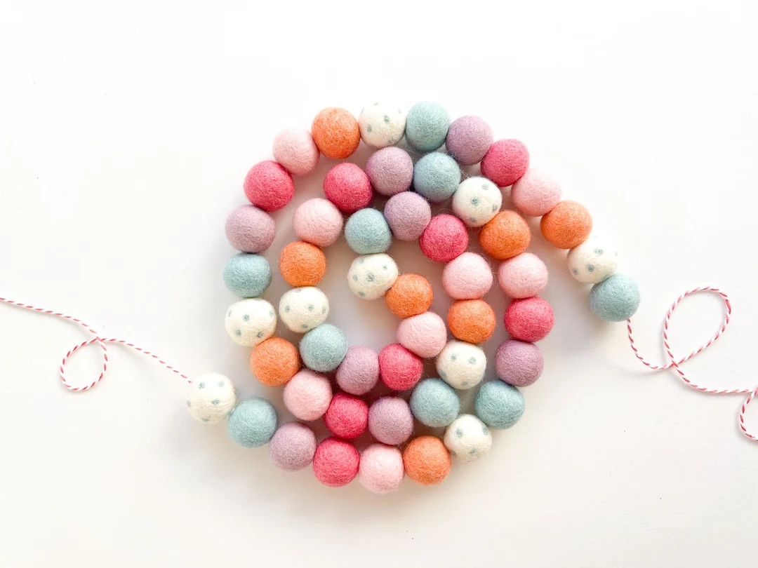 Pastel Mermaid Felt Ball Garland, Bunting, Banner - Collaboration with Opal + Olive 2023 | Etsy (US)