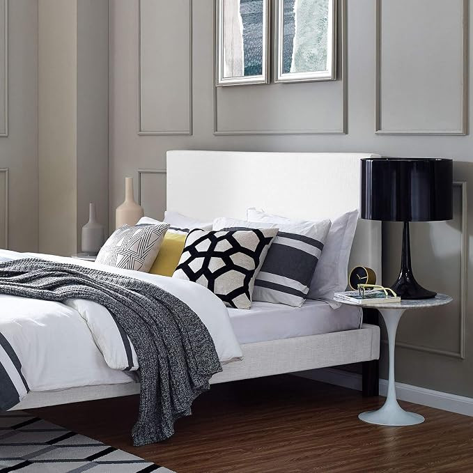 Modway Taylor Full/Queen Upholstered Linen Fabric Headboard, White | Amazon (US)