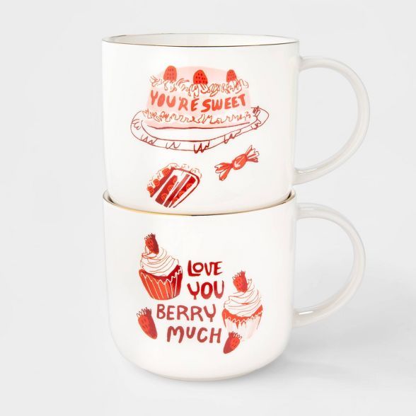 15oz 2pk Stoneware You're Sweet and Love You Berry Much Mugs - Opalhouse™ | Target