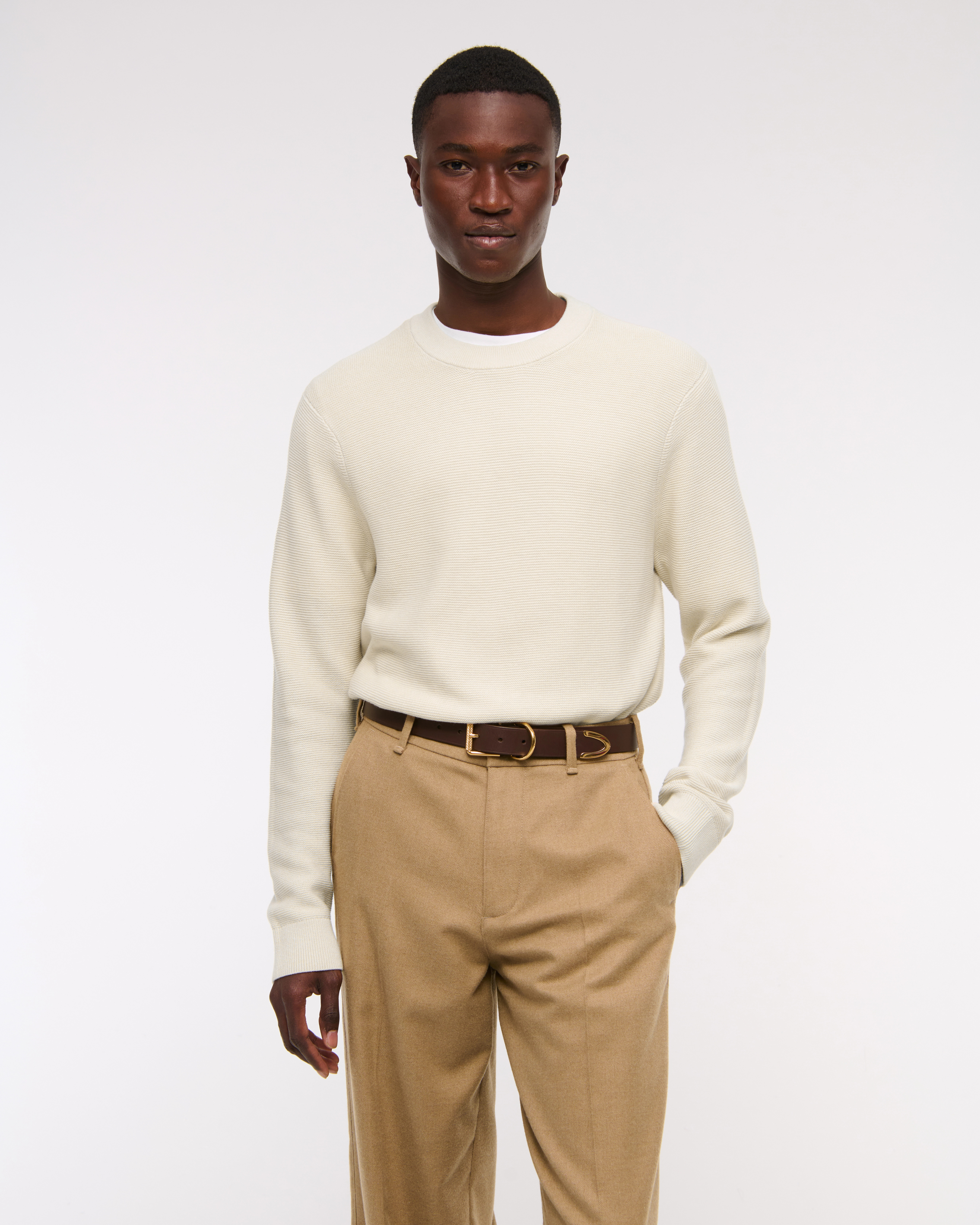 Pima Cotton Open-Hem Crew Sweater | Abercrombie & Fitch (US)