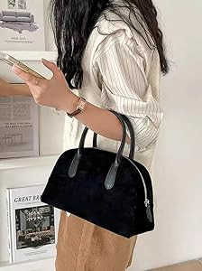 Trendy Suede Tote Bag for Women Retro Top Handle Purse Shoulder Bag Minimalist Fall Winter Suede ... | Amazon (US)