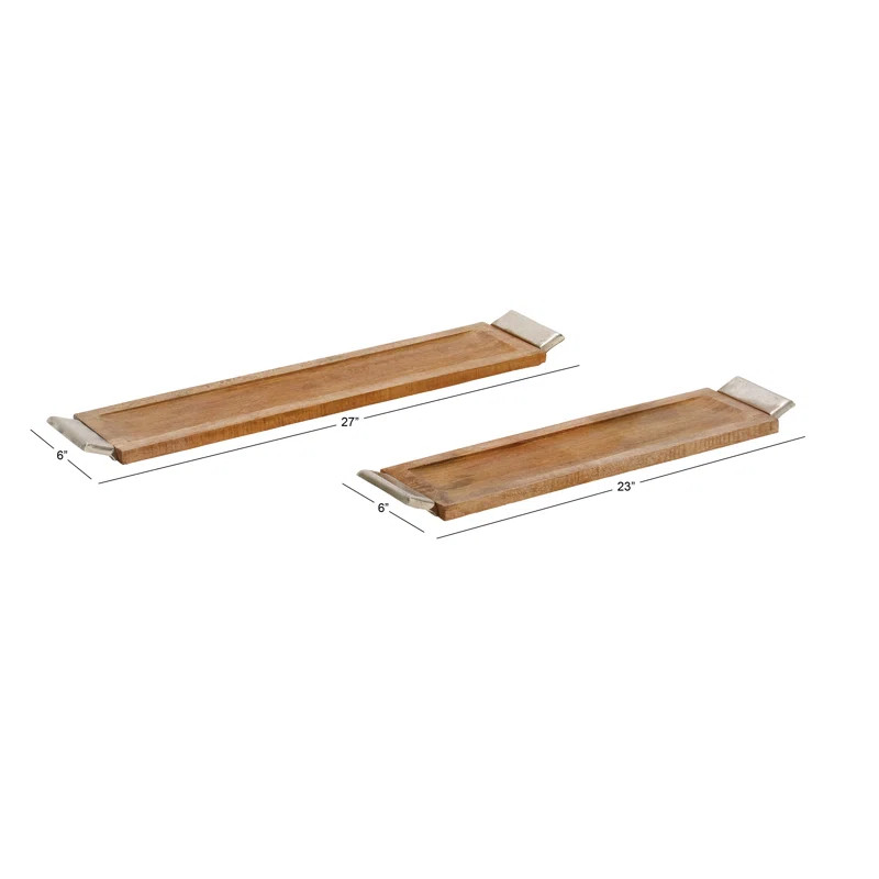 Trystan Wood and Aluminum Long 2 Piece Serving Tray Set | Wayfair Professional
