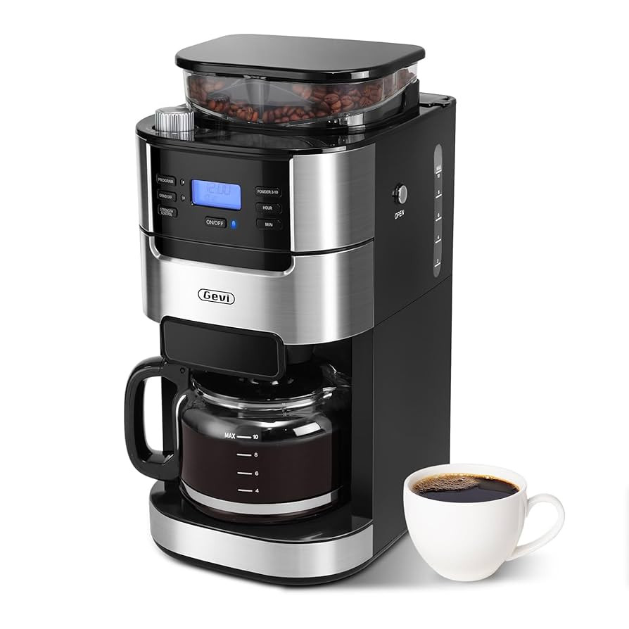 Gevi 10-Cup Drip Coffee Maker with Built-in Burr Grinder & Programmable Timer, 1.5L Water Tank, A... | Amazon (US)
