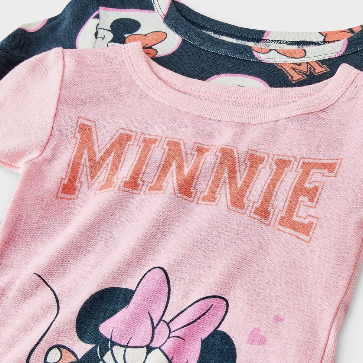 Toddler Girls' 4pc Disney Minnie Mouse Cotton Long Sleeve Pajama Set - Pink/Orange/Black | Target