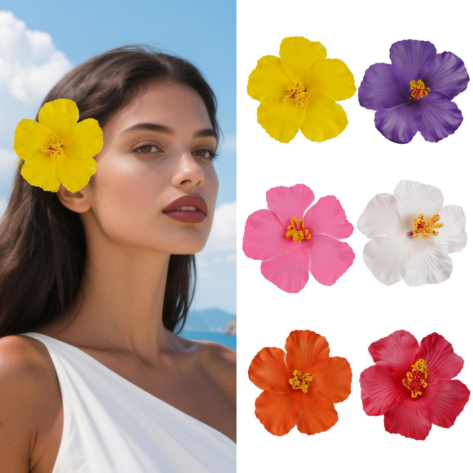 6 Pcs Hawaiian Flower Hair Clips for Women Plumeria Hibiscus Hair Clip Artificial Flower Clips 3.... | Amazon (US)