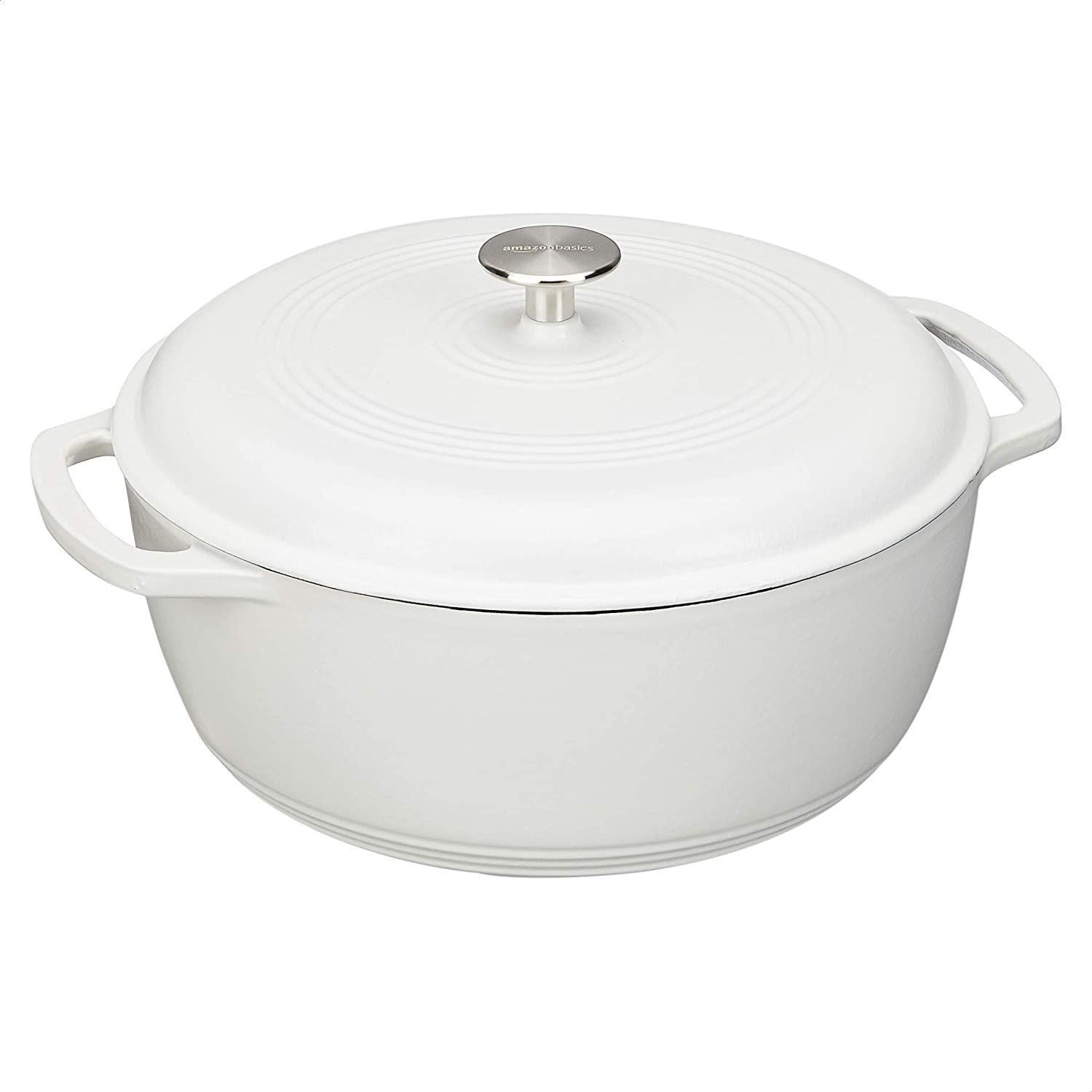 Amazon Basics Enameled Cast Iron Dutch Oven - 6-Quart, Matte White | Amazon (US)