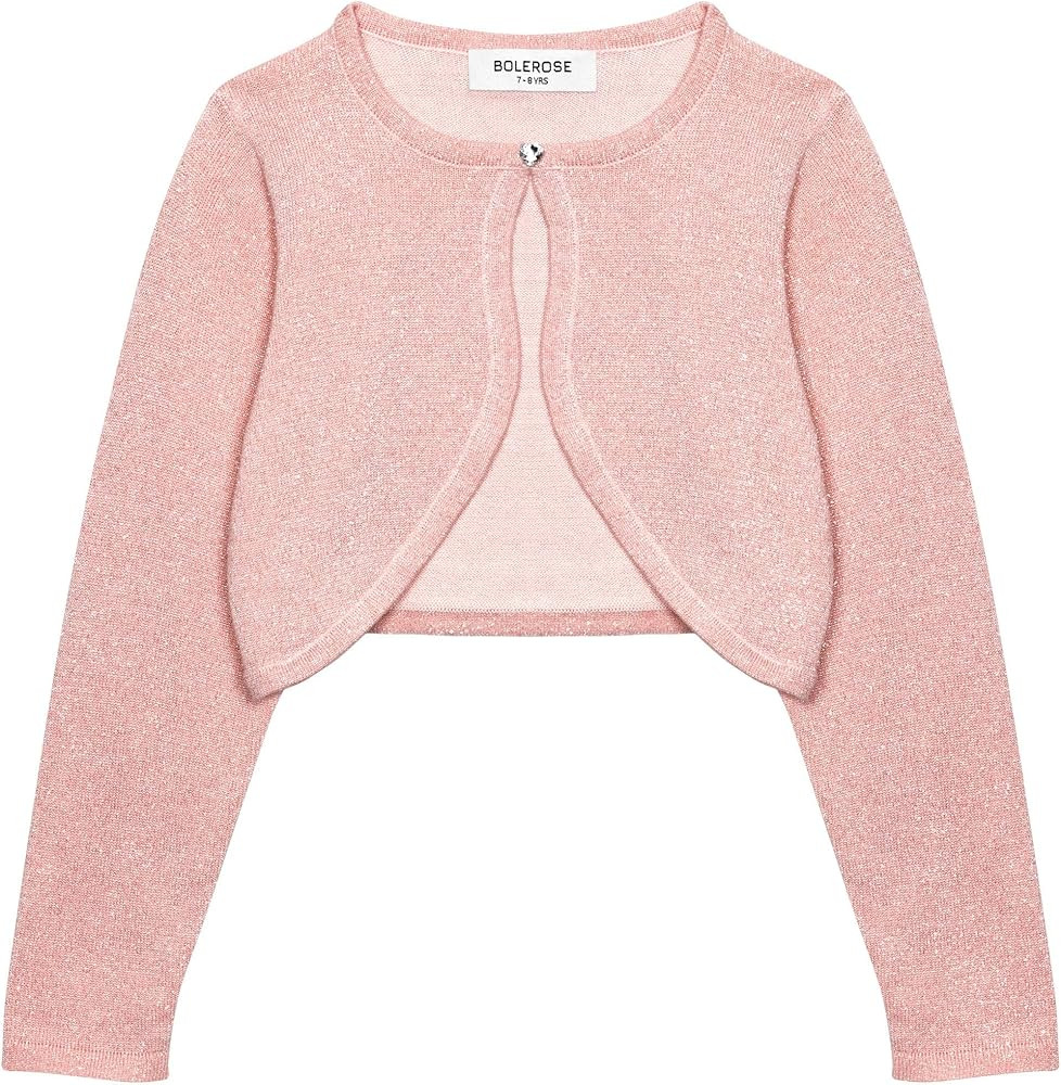 BOLEROSE Girls Long Sleeve Sparkle Cardigan Childrens Kids Bolero Shrug | Amazon (US)