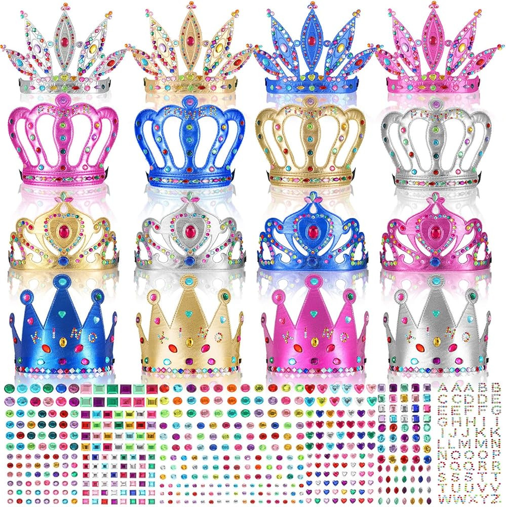 Civaner 17 Pcs Princess Party Crowns Set DIY Tiaras Making Kit for Kids with Diamond Stickers, Pa... | Amazon (US)