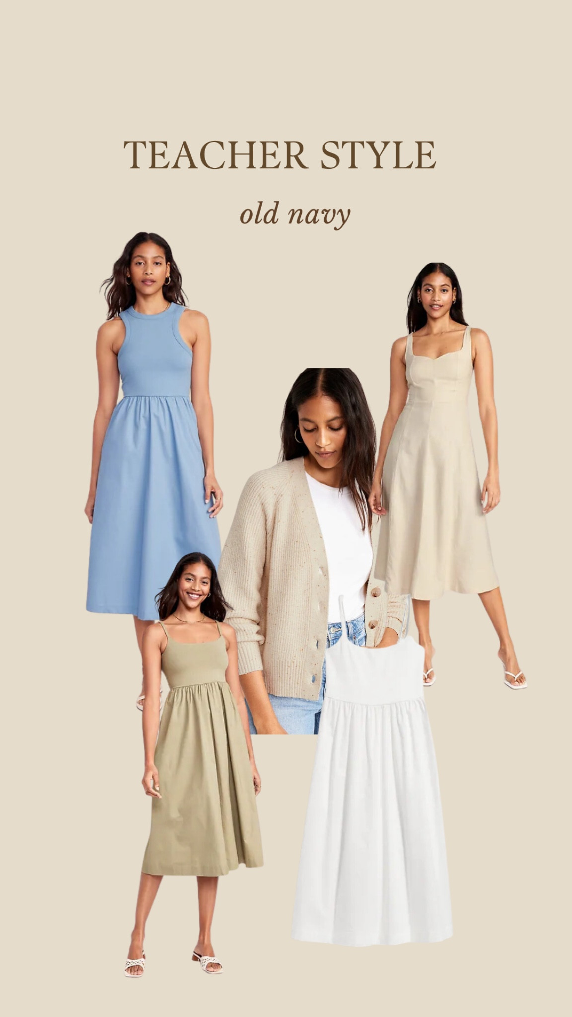 Found some new back to school teacher outfit ideas from old navy. I love layering midi dresses and midi skirts with cardigan so you can wear them in the warmer weather too

#LTKunder100 #LTKBacktoSchool #LTKfamily