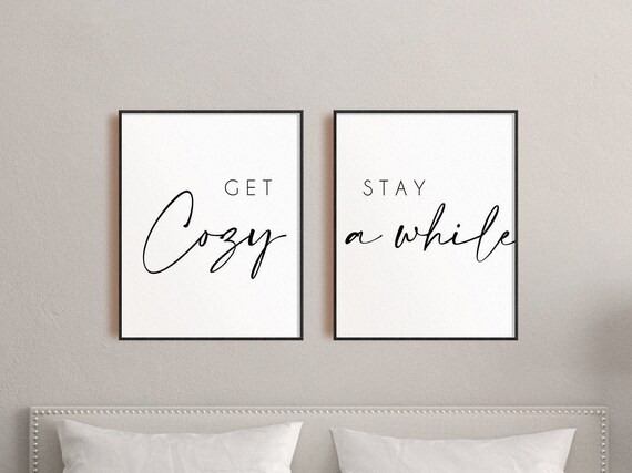 Get Cozy Stay Awhile Sign Guest Room Prints Set of 2 Prints | Etsy | Etsy (US)