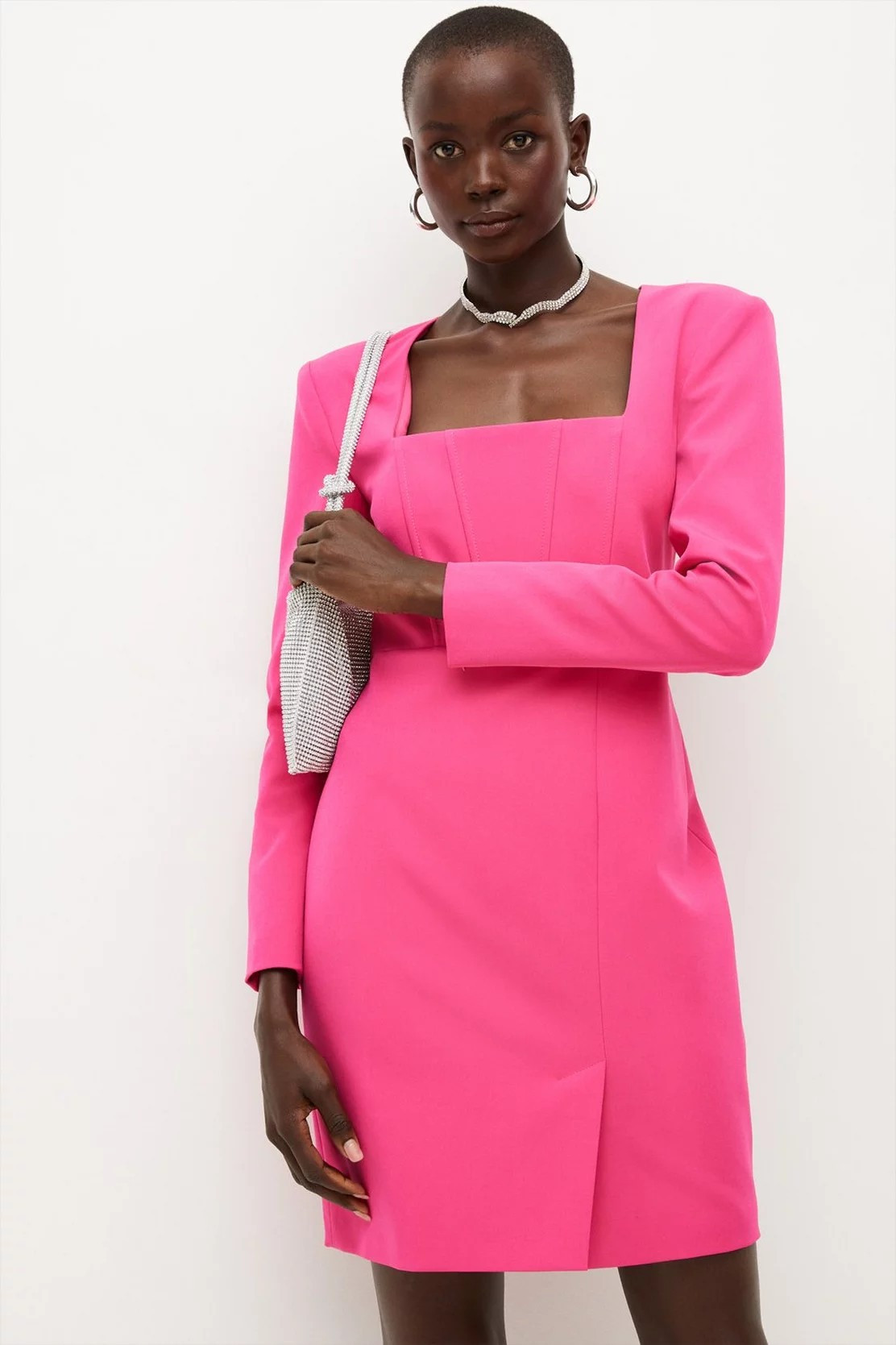 Corset Waist Open Back Mini Dress | Karen Millen US