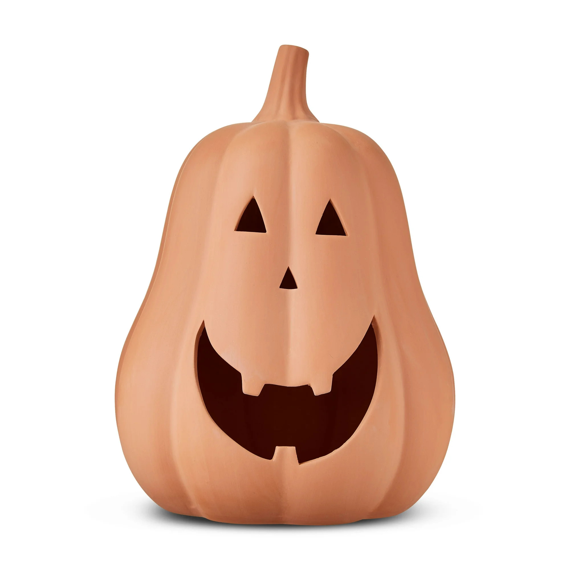 Clay Jack-o'-Lantern Tabletop Fall Halloween Decor, Brown, 13", by Way To Celebrate - Walmart.com | Walmart (US)
