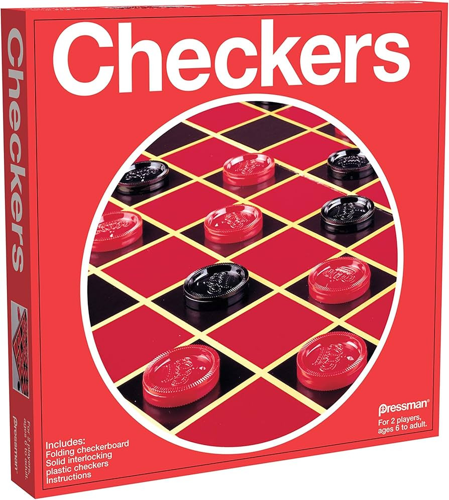 Pressman Checkers -- Classic Game With Folding Board and Interlocking Checkers ,5" | Amazon (US)