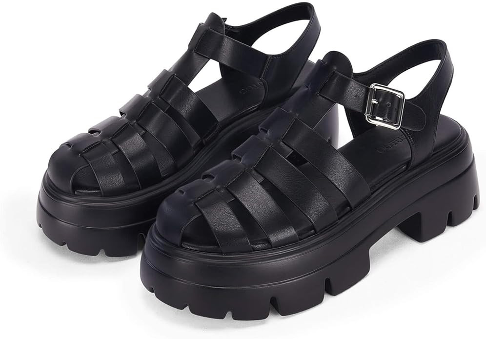Coutgo Womens Platform Chunky Heels Sandals Gladiator Ankle Strap Heels Lug Sole Summer Fisherman... | Amazon (US)
