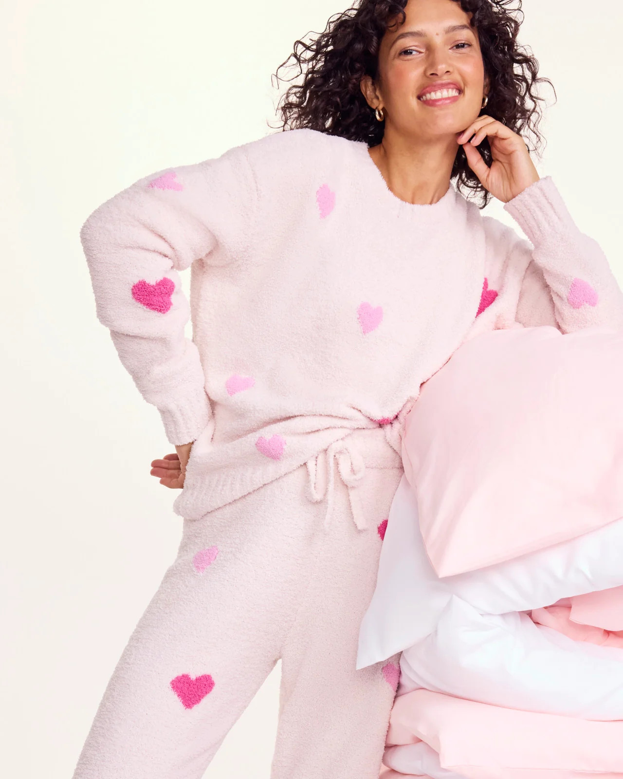Pink Multi-Heart Fuzzy Sweater PJ Set | Splendid