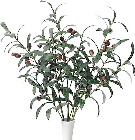 Artificial Olive Branch Plants Faux Olive Branches Stems Fake Olive Tree Branches Plastic Branche... | Amazon (US)