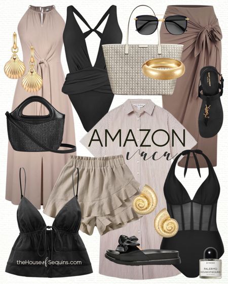 Shop these Amazon Vacation Outfit and Resortwear finds! Beach travel outfit, Swimsuit coverup, maxi dress, shirt dress, ruffle shorts, matching set, raffia bag, straw bag, Tory Burch tote bag, beach bag, Saint Laurent sandals, gold shell earrings and more! 

Follow my shop @thehouseofsequins on the @shop.LTK app to shop this post and get my exclusive app-only content!

#liketkit #LTKSeasonal #LTKtravel #LTKswim
@shop.ltk
https://liketk.it/4F0sL