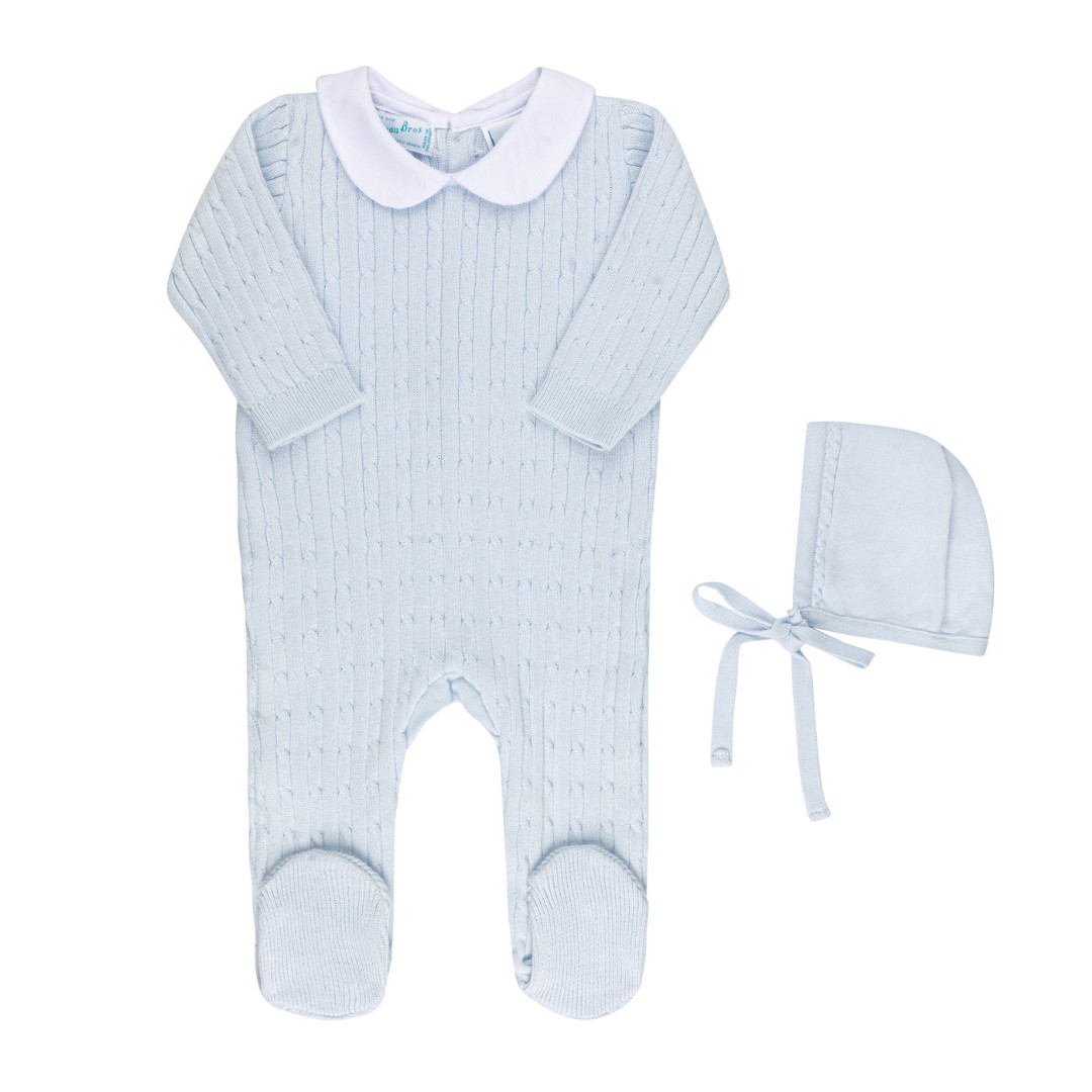 Boys Peter Pan Cable Knit Romper & Bonnet | Feltman Brothers