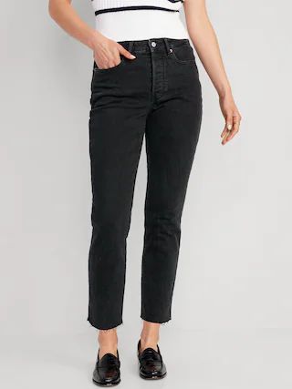 High-Waisted OG Straight Black Cutoff Jeans for Women | Old Navy (US)