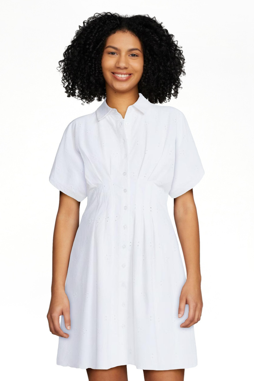 Free Assembly Women's and Women's Plus Cotton Eyelet Corset Mini Shirtdress, Sizes XS-4X | Walmart (US)