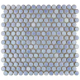 Merola Tile Hudson Penny Round Frost Blue 12 in. x 12-5/8 in. Porcelain Mosaic Tile (10.7 sq. ft.... | The Home Depot