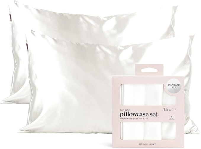 Kitsch Satin Pillowcase with Zipper for Hair and Skin Queen Size, Softer Than Silk Pillow Cases, ... | Amazon (US)