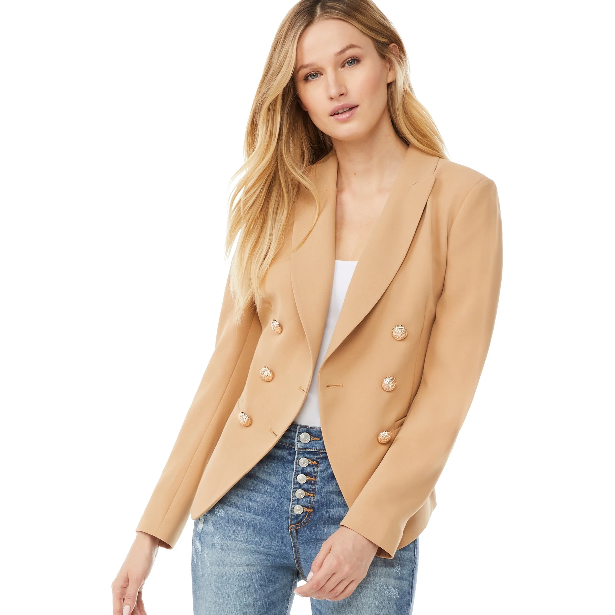 Scoop Women's Double Breasted Crepe Blazer | Walmart (US)