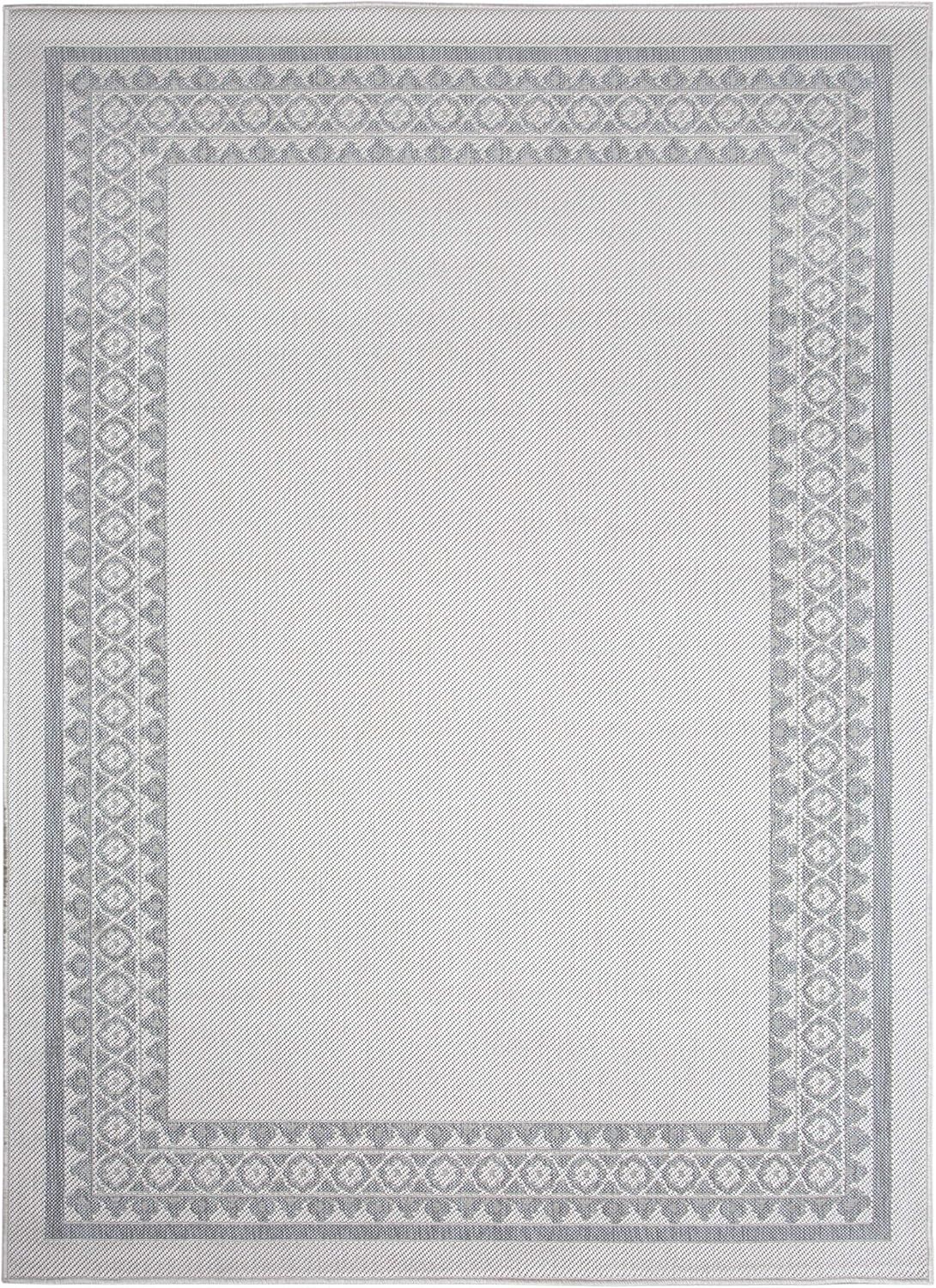 Indoor Outdoor Border Area Rug (6’7” x 8’10”, Dove) | Amazon (US)