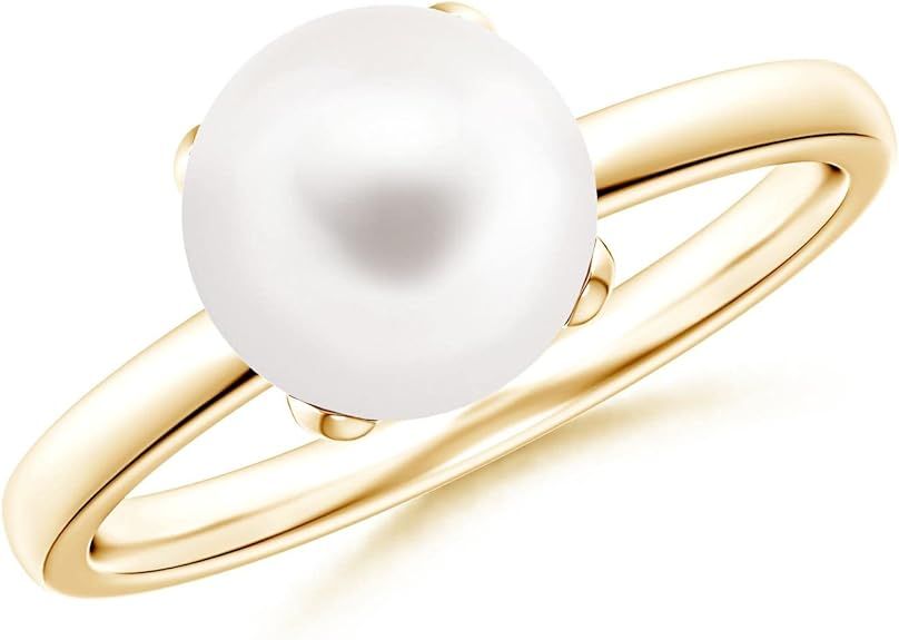 Angara Solitaire Freshwater Pearl Ring for Women, Girls in 925 Sterling Silver/14K Solid Gold | J... | Amazon (US)