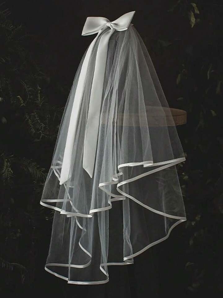 1pc White Thin Tulle Bridal Veil For Wedding, Short Travel Veil, Romatic And Fresh | SHEIN