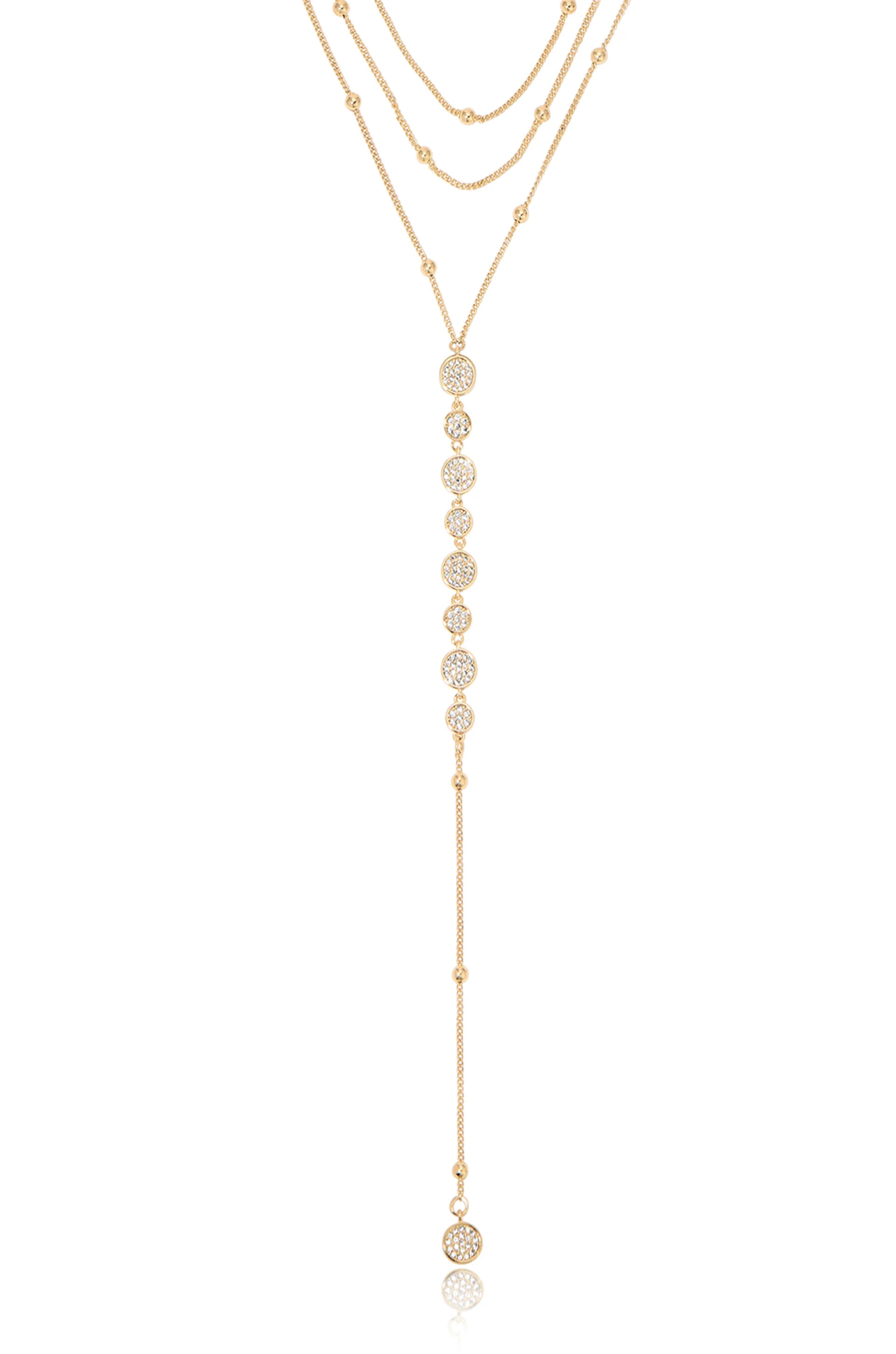 Bali Dreams Crystal Lariat Necklace - Clear Crystal with 18k Gold Plating / One Size | Ettika