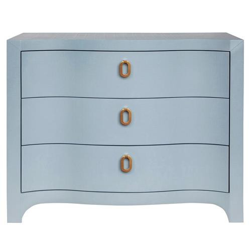 Worlds Away Cora Modern Classic Blue Linen Brass Pull Bachelor Chest | Kathy Kuo Home