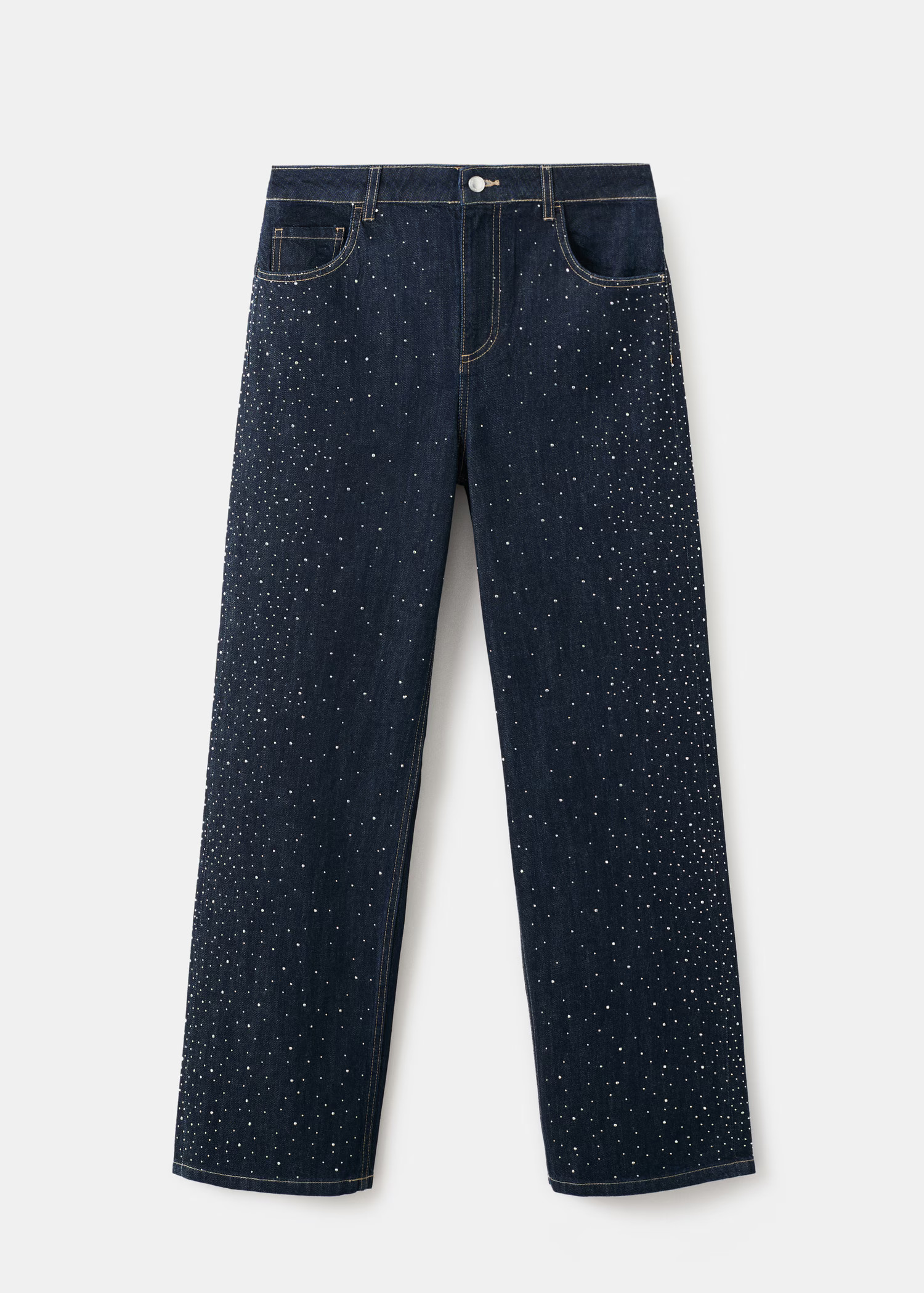 Straight jeans with rhinestone detail - Women | MANGO USA | Mango (US/MX/AU)