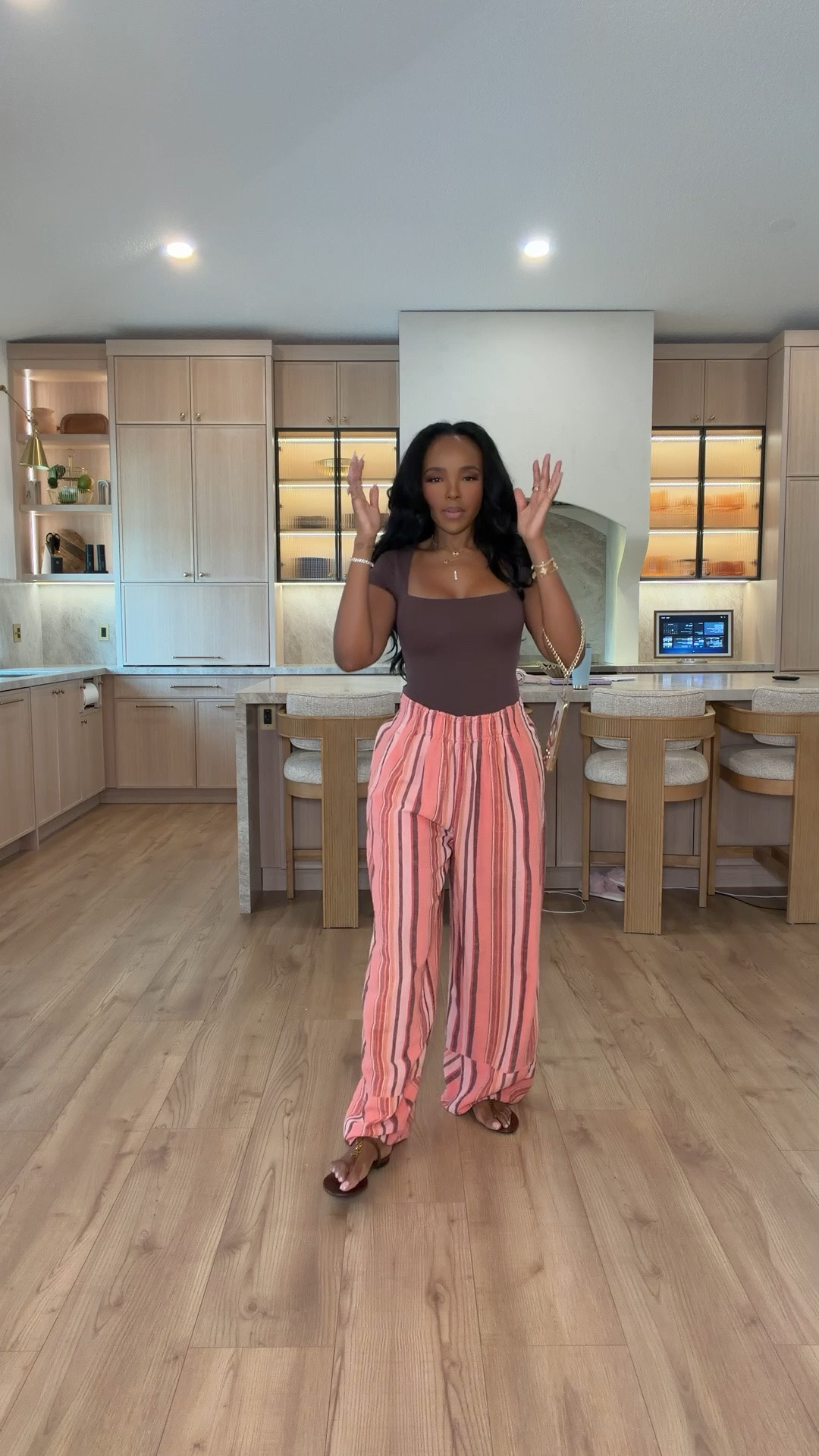 STRIPES THAT DO THE WORK 💕🤎

These wide-leg striped pants are such an easy statement piece. Paired with a fitted brown top, they give effortless, flattering and put-together without feeling overdone. Perfect for brunch, vacation or a casual day out.

striped wide leg pants, brown bodysuit outfit, casual chic outfit, statement pants outfit, brunch outfit women, vacation outfit inspiration, wide leg pants outfit, elevated casual style, petite outfit inspiration, colorful pants outfit, everyday fashion women, transitional outfit ideas

Wearing: Size Small | 5’4” | 140 lbs | 34D-27-40

📲 Download the FREE LTK app & follow me (@kirasfashionfinds) to shop the look.

#LTKPetite #LTKStyle
