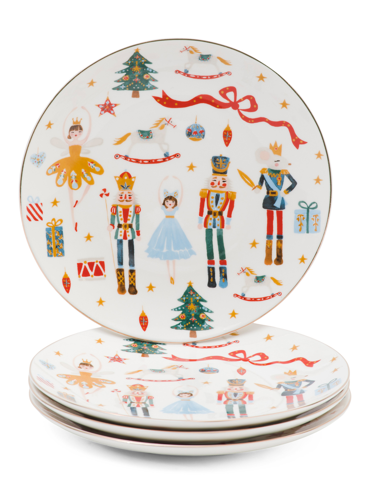 Porcelain 4pk Christmas Cheers Salad Plates | TJ Maxx