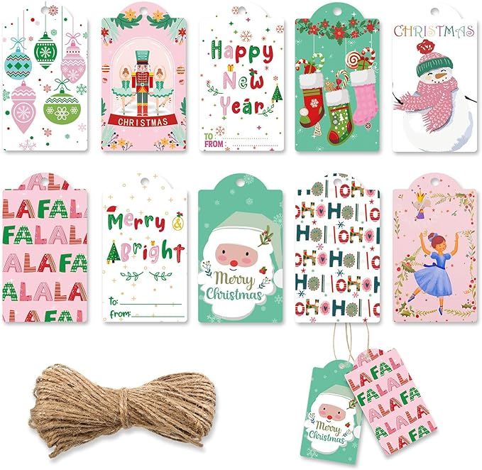 120 Pcs Colorful Christmas Gift Tags Winter Paper Gift Tags Nutcracker Christmas Hang Tags with S... | Amazon (US)