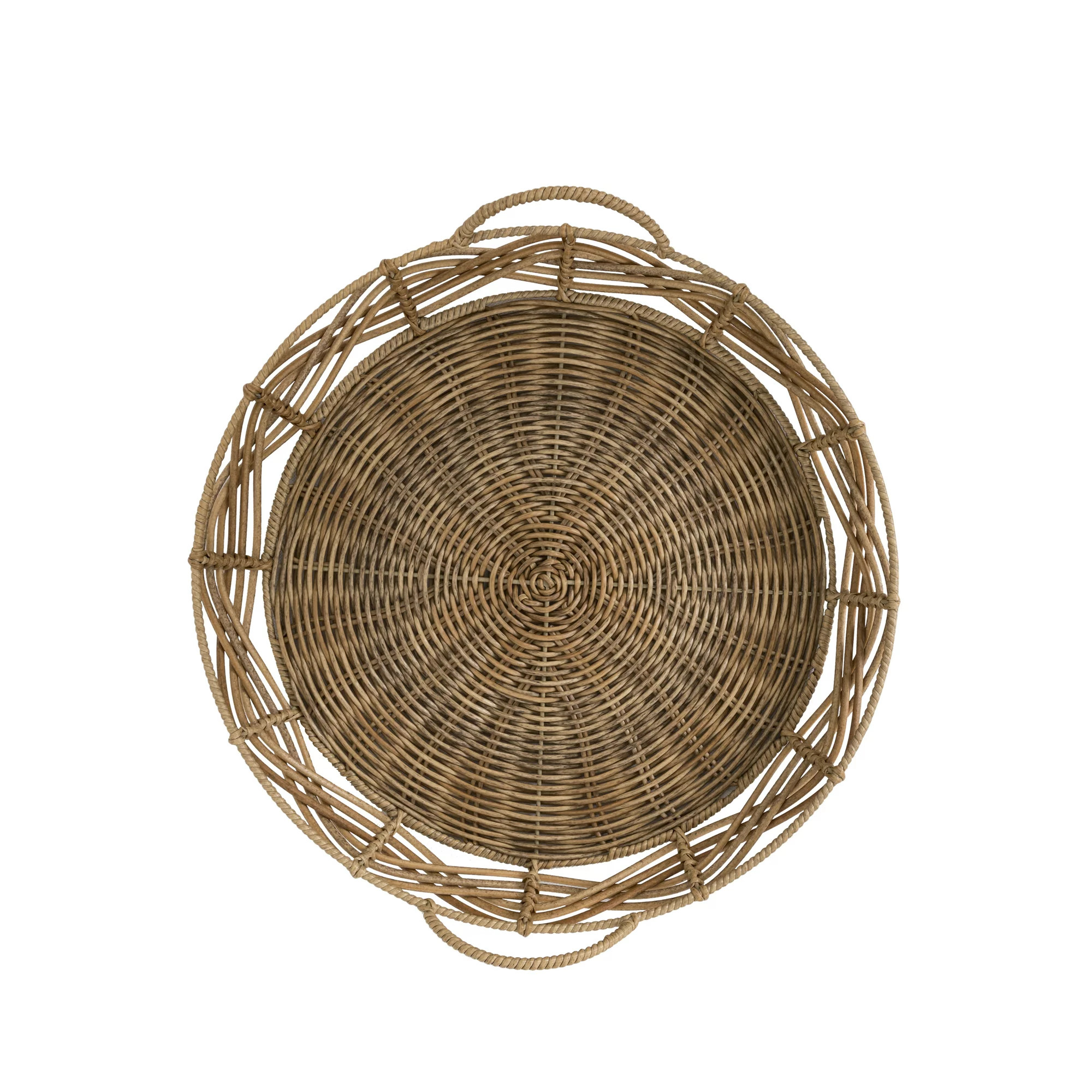 Better Homes & Gardens Alameda Resin Rattan Round Serving Tray | Walmart (US)