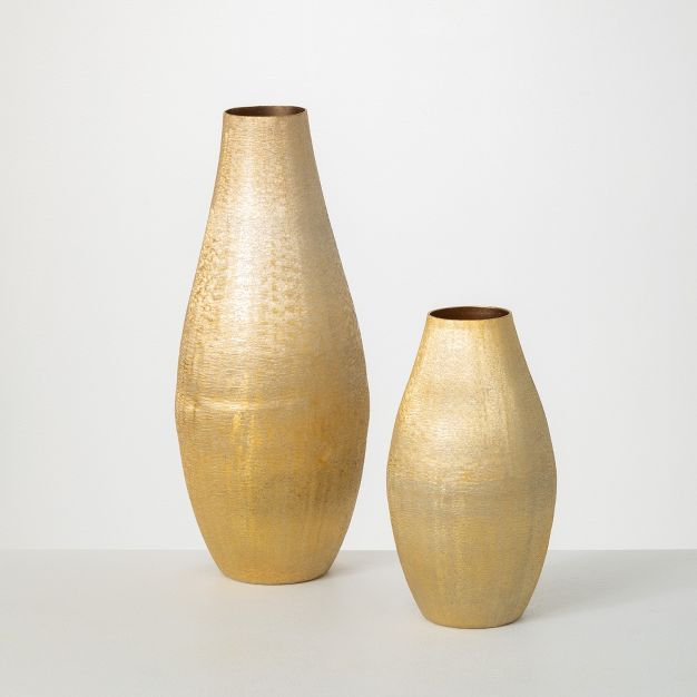 Sullivans Lustrous Brushed Gold Metal Vase Set of 2, 18"H & 11.5"H Gold | Target
