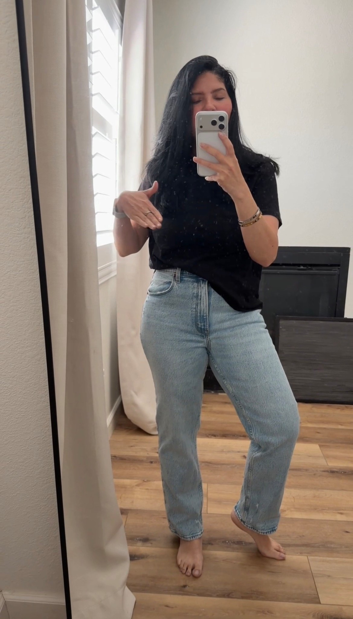 10 in the jeans 
large in the tee

#LTKgrwm #LTKootd #LTKmomlife