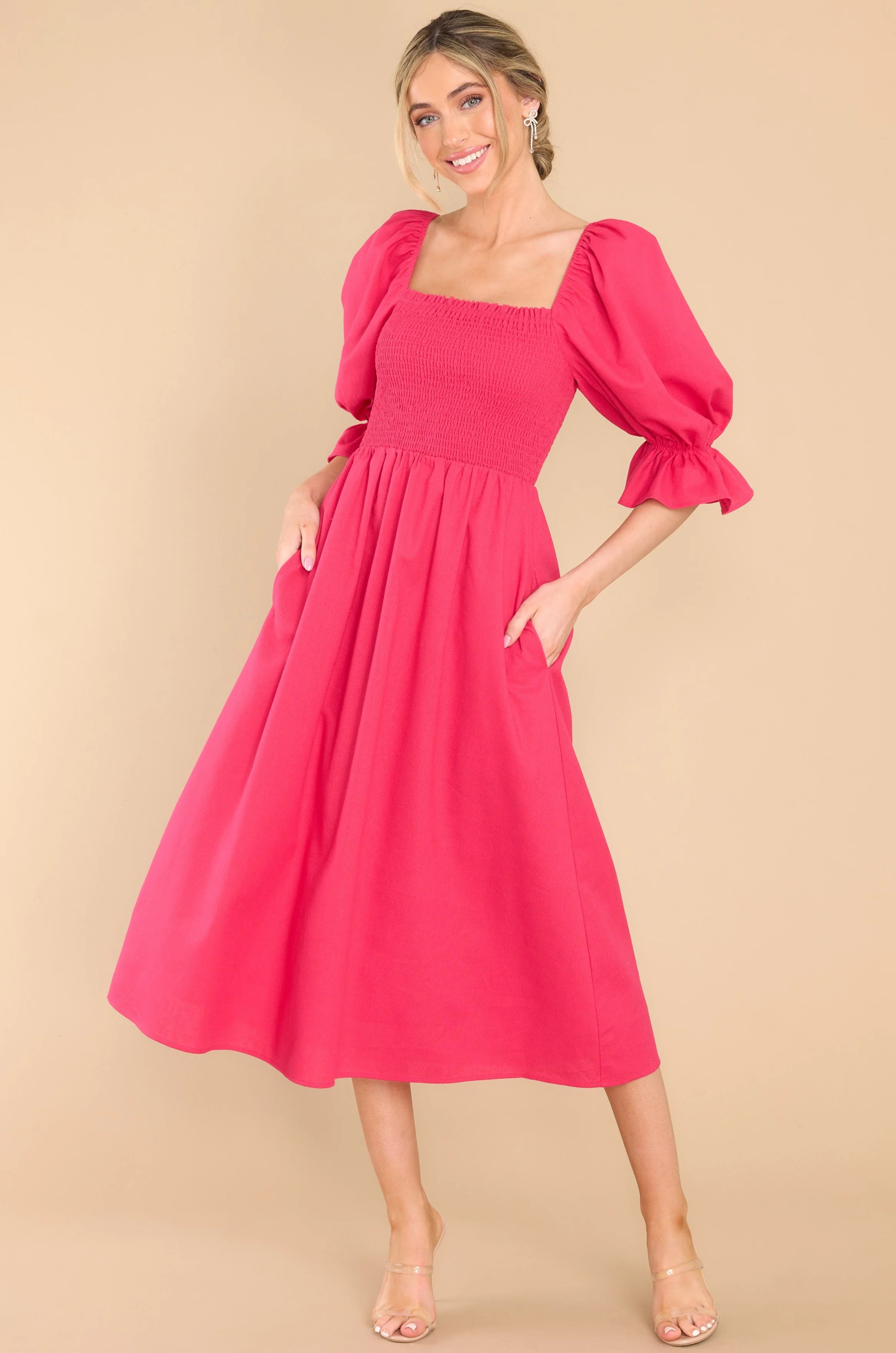 Enjoy The View Lipstick Midi Dress | Red Dress 