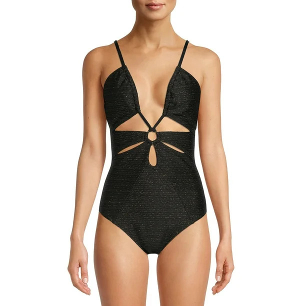 Time and Tru Women's Cut Out One Piece Swimsuit - Walmart.com | Walmart (US)