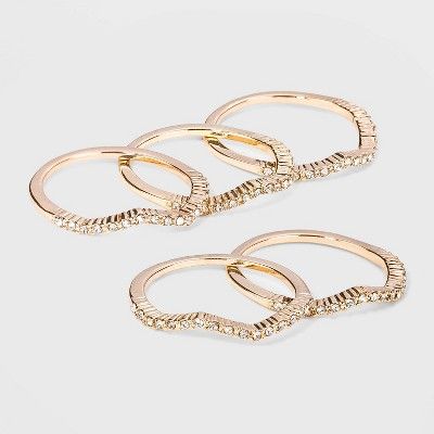 Glass Crystal Ring Set 5pc - A New Day™ | Target