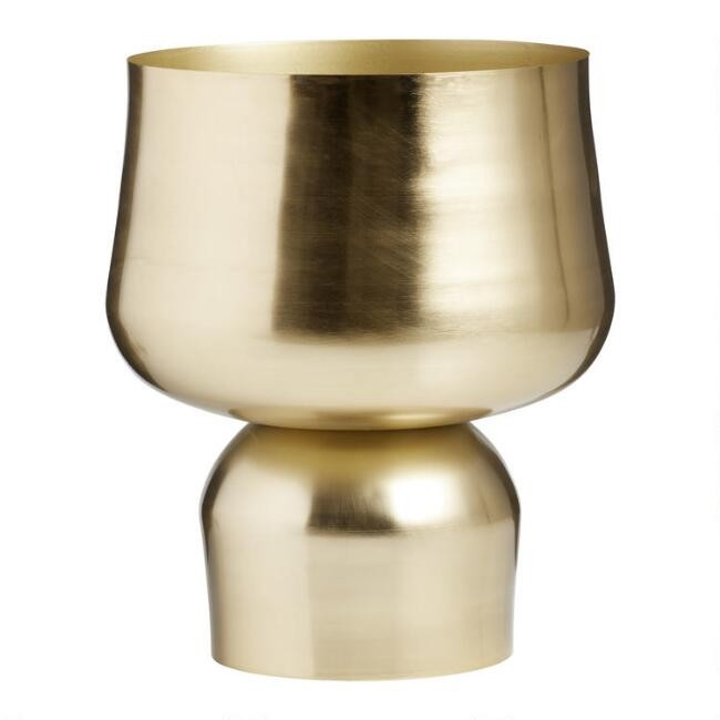 Brushed Gold Pedestal Floor Planter | World Market