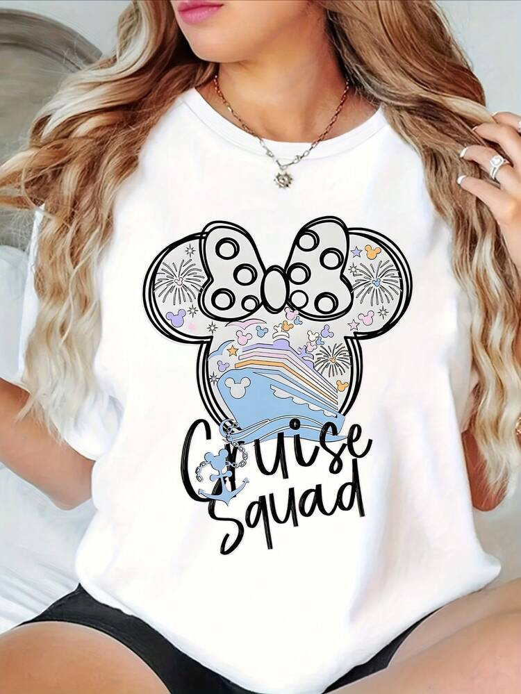 Disney Cruise T-Shirt With Mickey Mouse Ears And Rainbow Design, Perfect For Disney Cruises And Vacation Outfits,220g | SHEIN