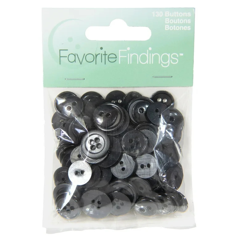 Favorite Findings Black Basic Round Sew Thru Buttons, 130 Count | Walmart (US)