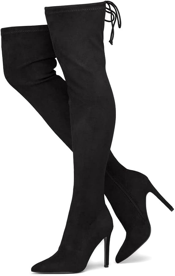 Shoe Land Womens JESSENIE Over the Knee Thigh High Boots Long Stretch Pointed Toe Stiletto High H... | Amazon (US)