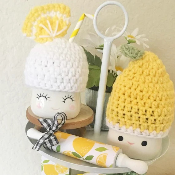 Marshmallow Mug Hats  Lemon & Lemonade  Tiered Tray Decor  - Etsy | Etsy (US)